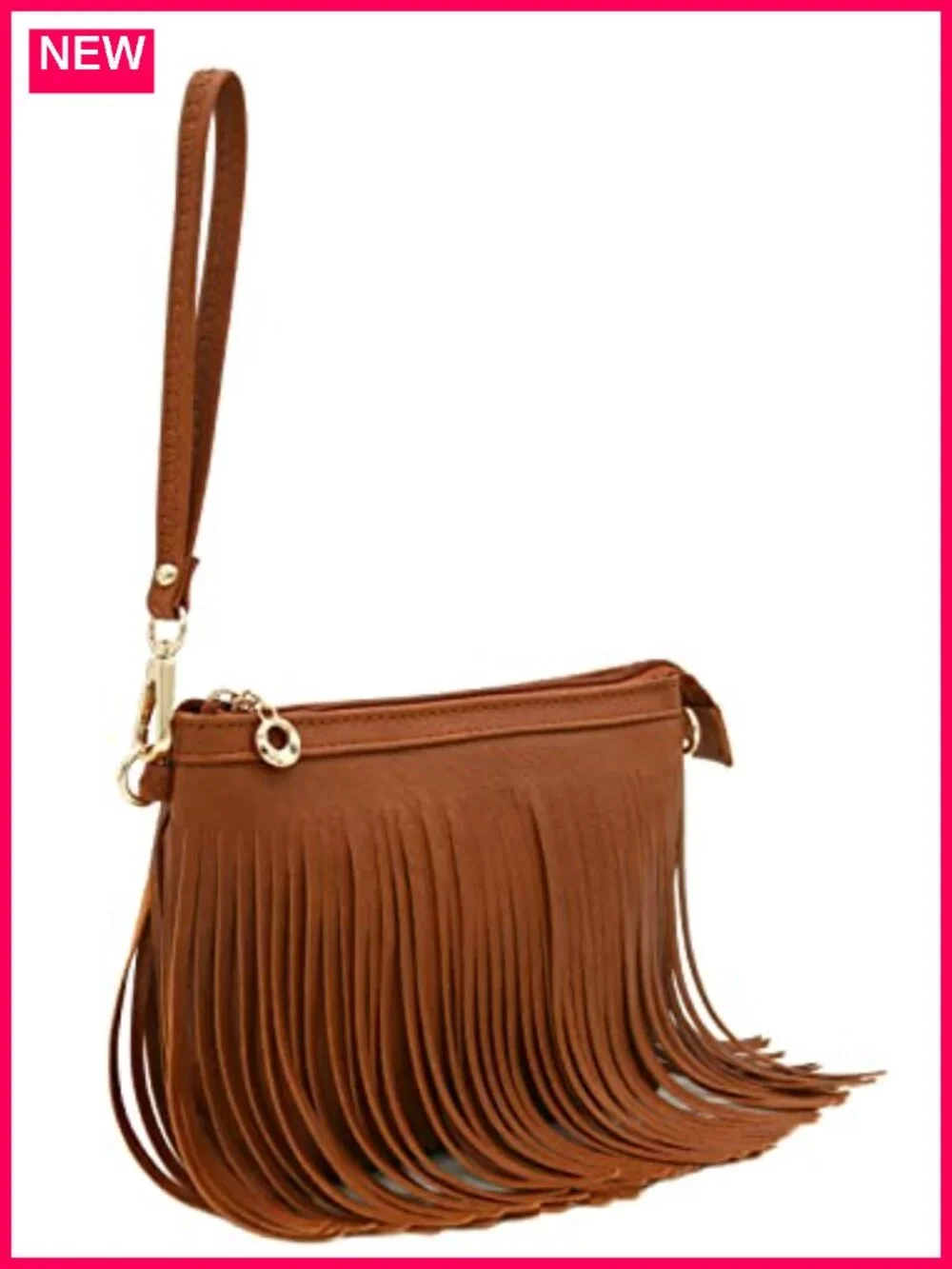 Faux Leather Fringe Crossbody Bag with Adjustable Strap